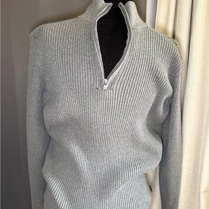 Men's Micheal Kors grey Ribbed Half-Zip Sweater